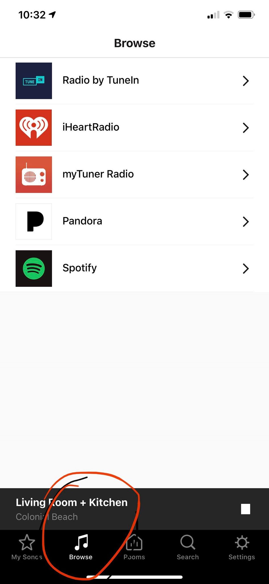sonos one tunein